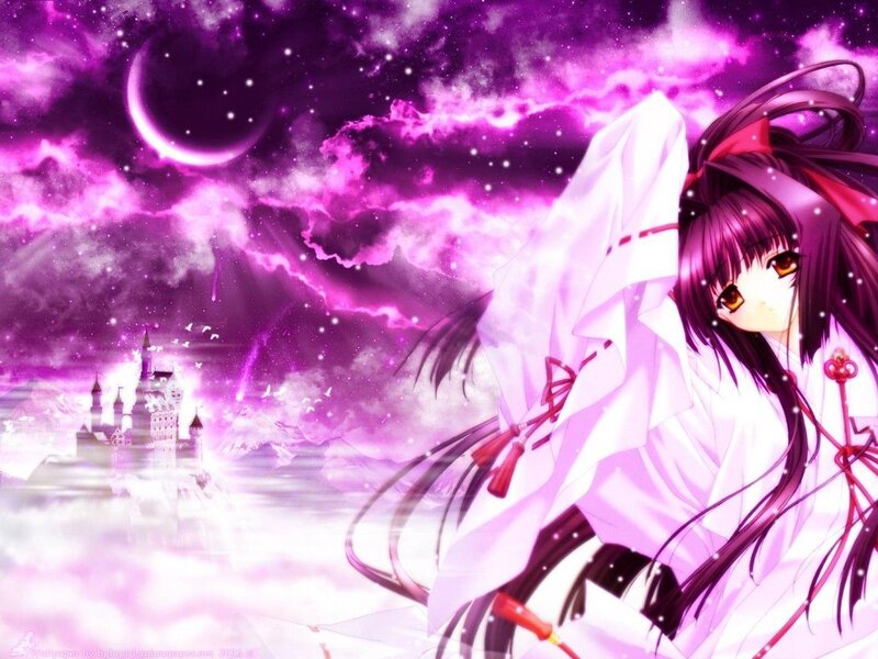 Anime Girl with Purple Hair — Dramatic