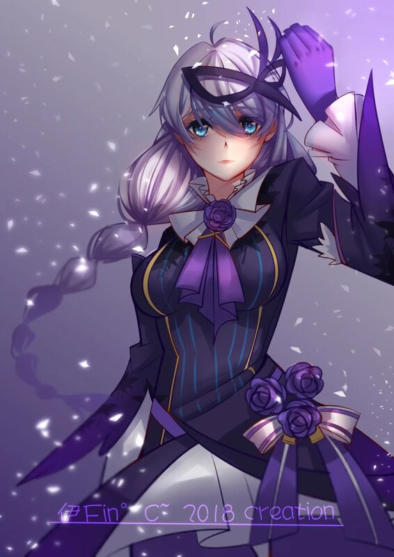 Anime Girl with Purple Hair — Dramatic, Winter, Digital Art