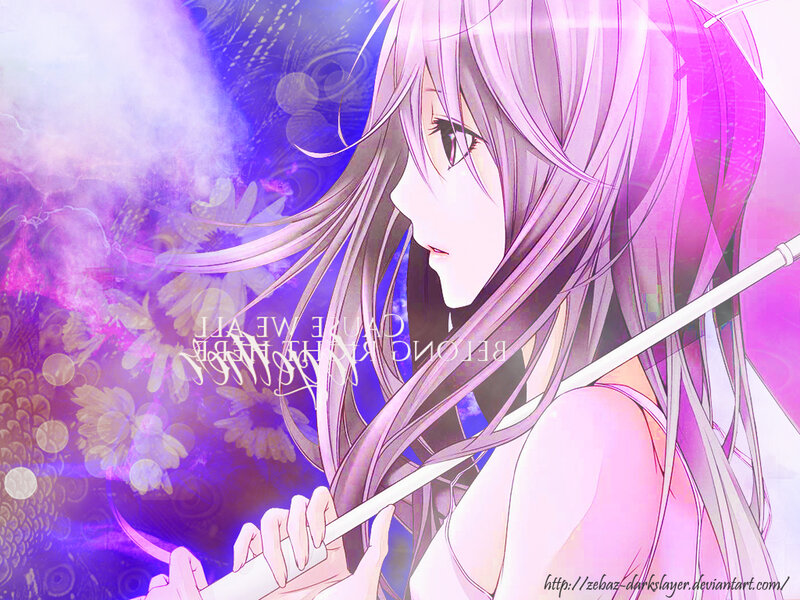 Anime Girl with Purple Hair — Dreamy, Digital Art, Flute