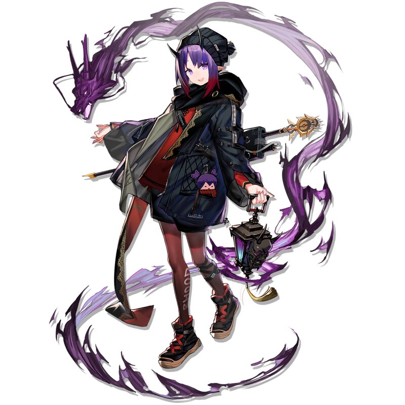 Anime Girl with Purple Hair — Dynamic, Digital Art, Dragon