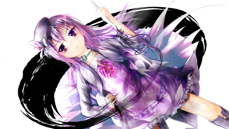 Anime Girl with Purple Hair — Dynamic, Digital Art, Dress