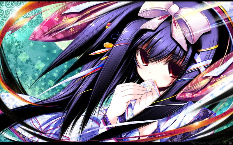 Anime Girl with Purple Hair — Dynamic, Digital Art, Kimono