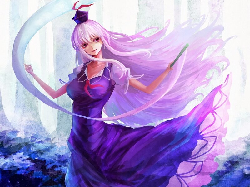 Anime Girl with Purple Hair — Dynamic, Digital Art, Long Hair