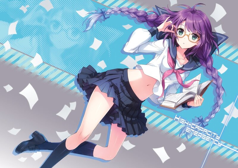 Anime Girl with Purple Hair — Dynamic, Glasses