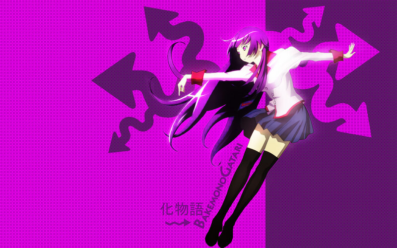 Anime Girl with Purple Hair — Dynamic, School Uniform, Arrows