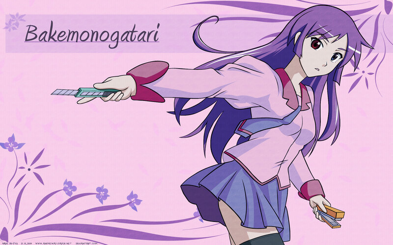 Anime Girl with Purple Hair — Dynamic, School Uniform, Knife