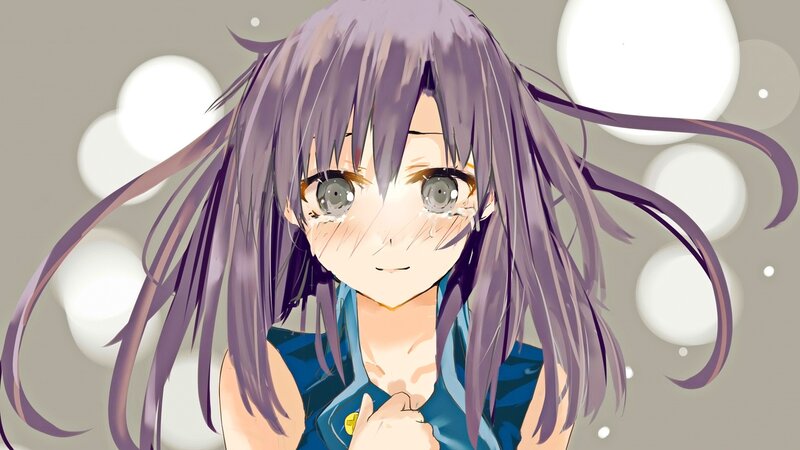 Anime Girl with Purple Hair — Emotional