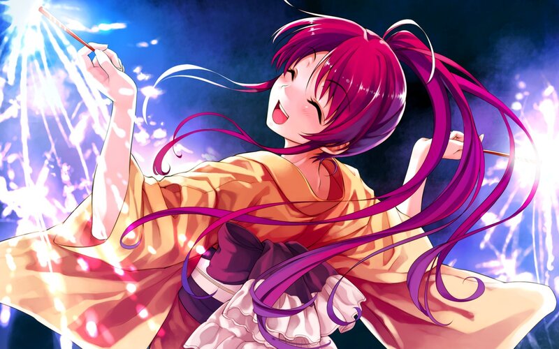 Anime Girl with Purple Hair — Festive