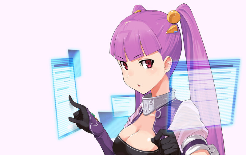 Anime Girl with Purple Hair — Focused, Digital Art