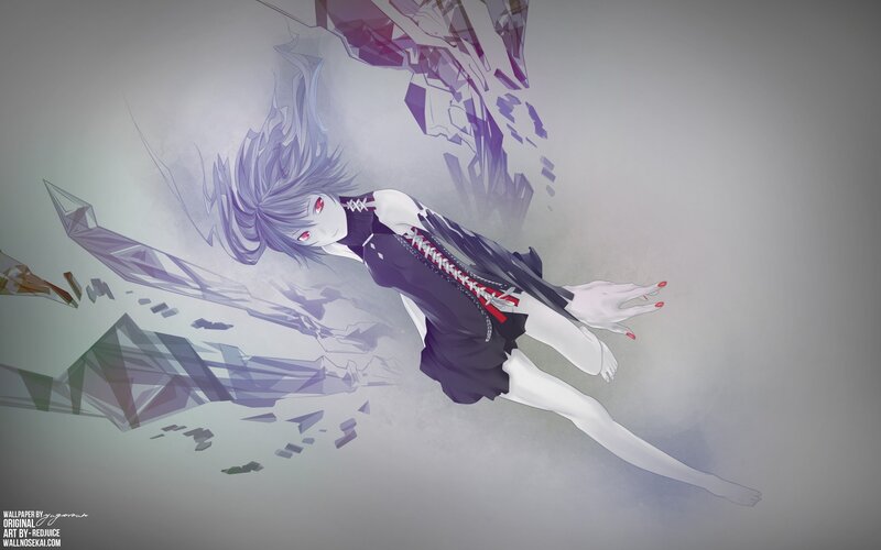 Anime Girl with Purple Hair — Gray