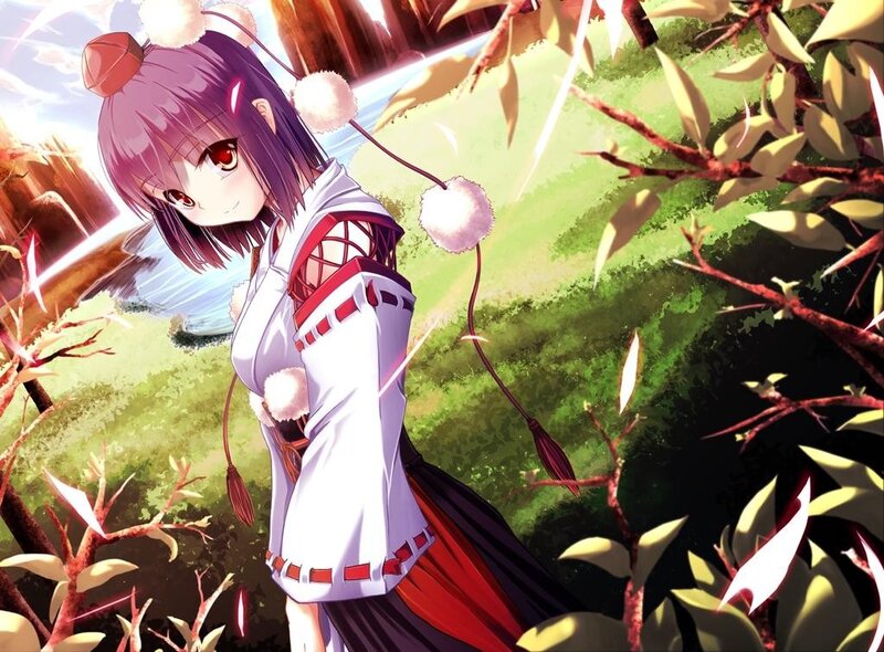 Anime Girl with Purple Hair — Green, Serene