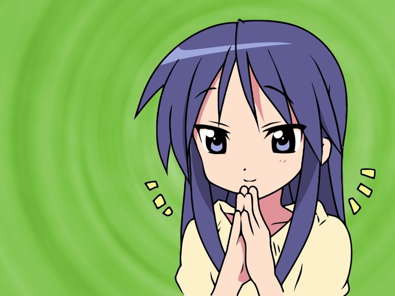 Anime Girl with Purple Hair — Green