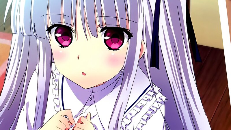 Anime Girl with Purple Hair — Innocent, Blush