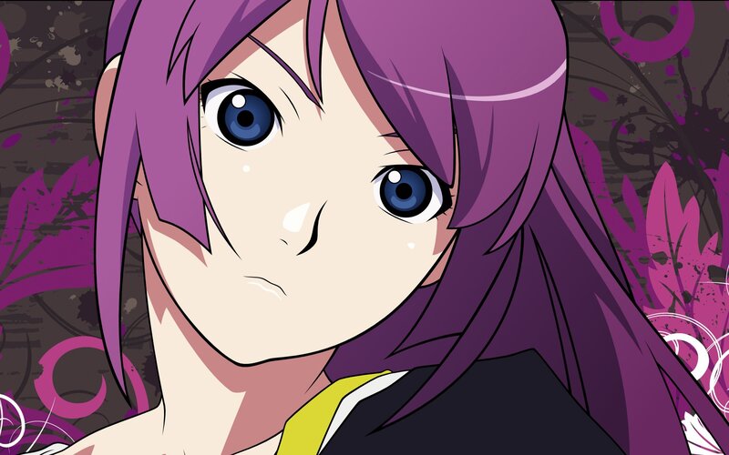 Anime Girl with Purple Hair — Intense, Blue Eyes