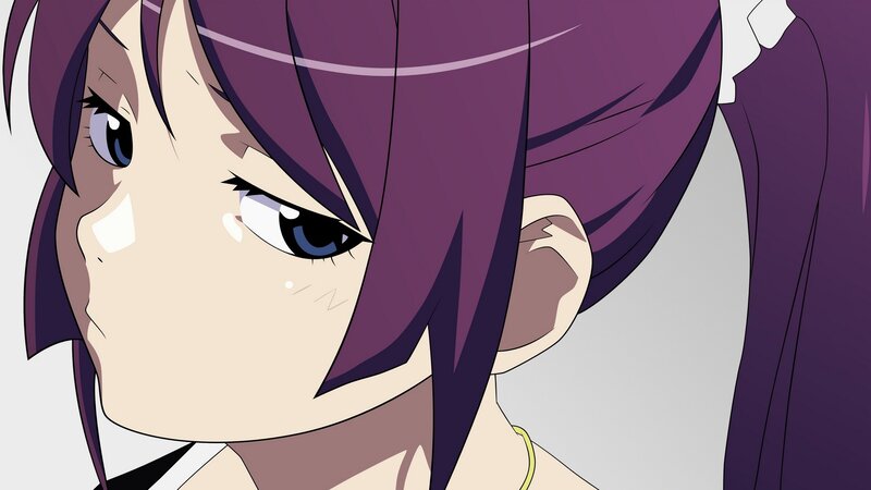 Anime Girl with Purple Hair — Intense, Eye