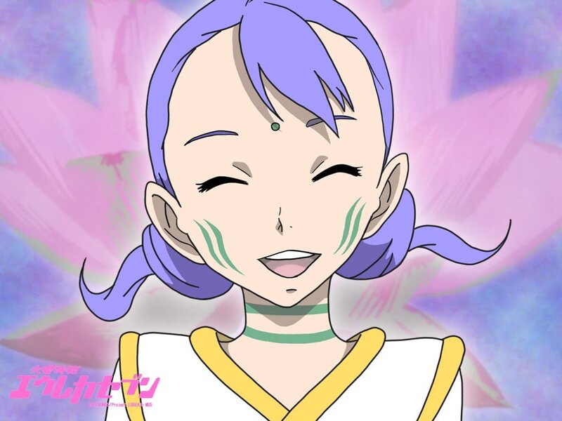 Anime Girl with Purple Hair — Joyful