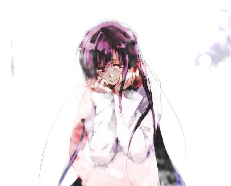 Anime Girl with Purple Hair — Melancholic, Digital Art