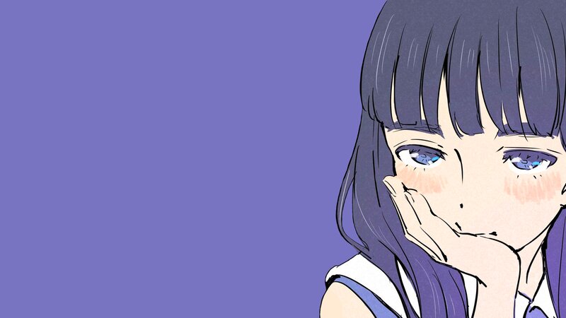 Anime Girl with Purple Hair — Melancholic, Manga