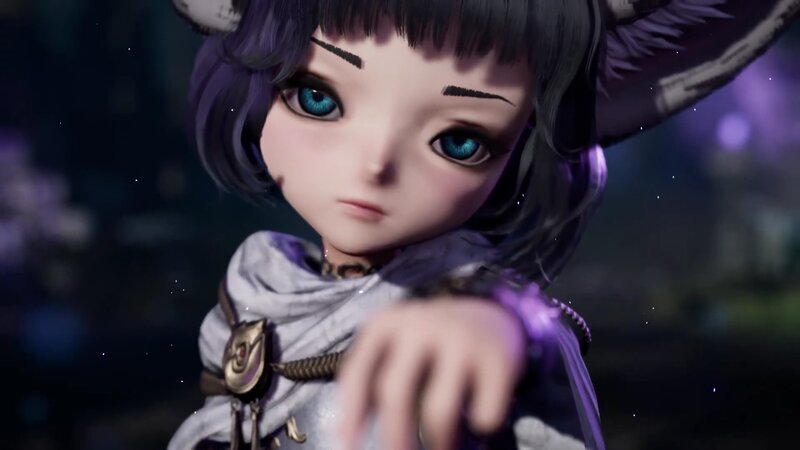Anime Girl with Purple Hair — Mysterious, Night