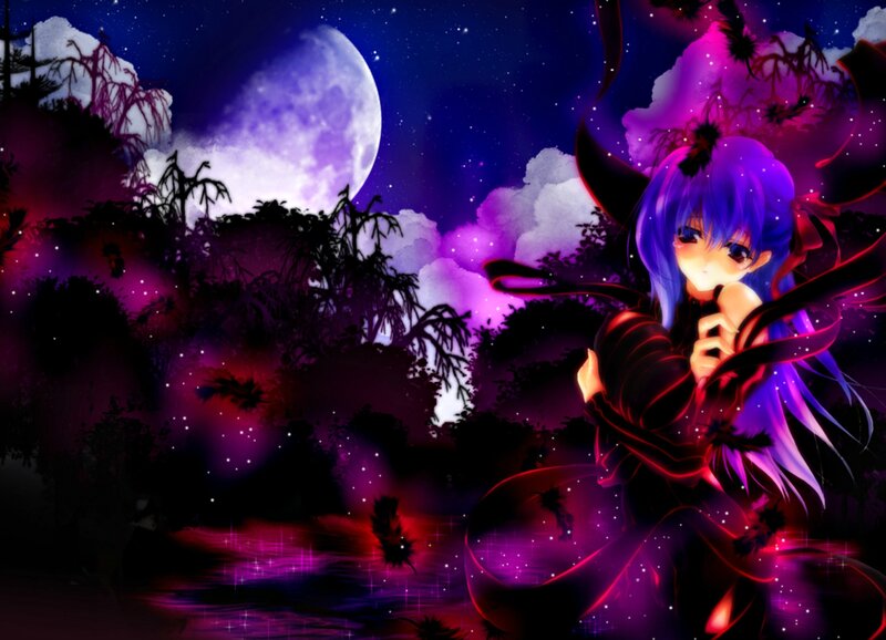 Anime Girl with Purple Hair — Mysterious