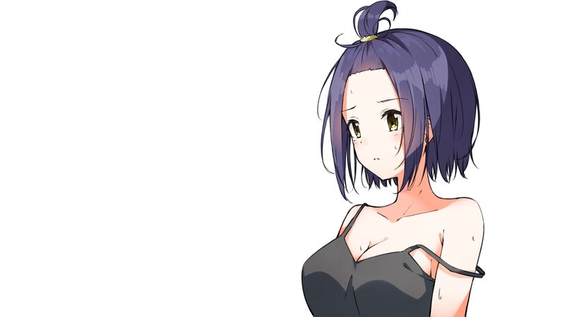 Anime Girl with Purple Hair — Neutral, Black Top
