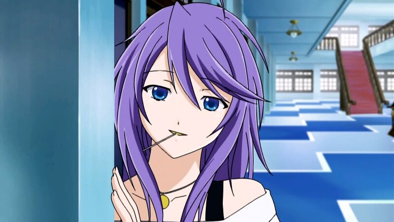 Anime Girl with Purple Hair — Neutral, Cigarette