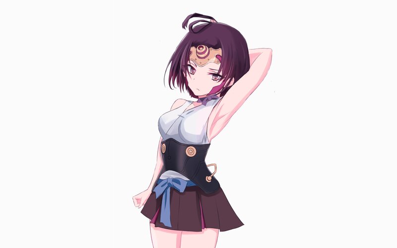 Anime Girl with Purple Hair — Neutral, Corset