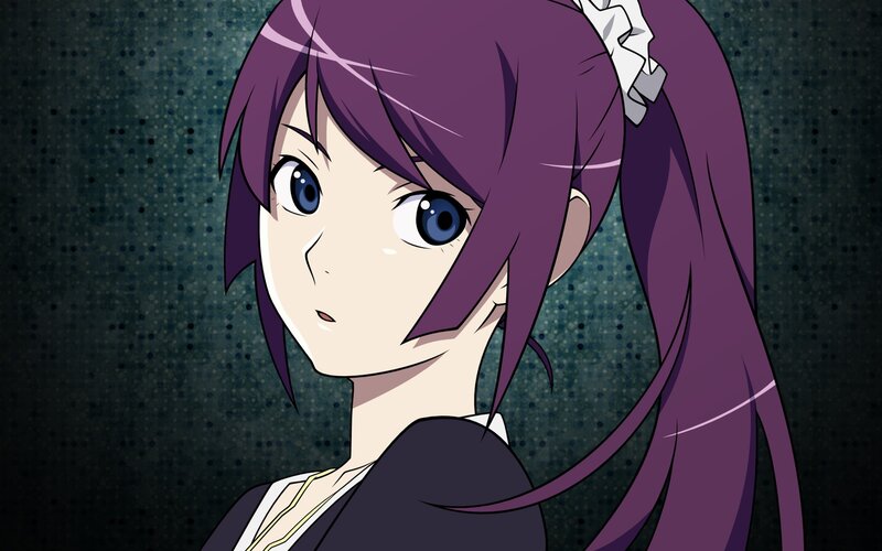 Anime Girl with Purple Hair — Neutral, Eyes
