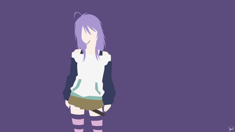 Anime Girl with Purple Hair — Neutral, Minimalist
