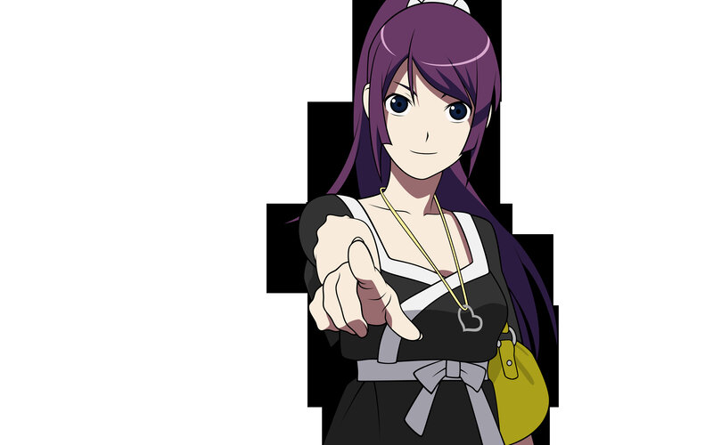 Anime Girl with Purple Hair — Neutral, Pointing Finger