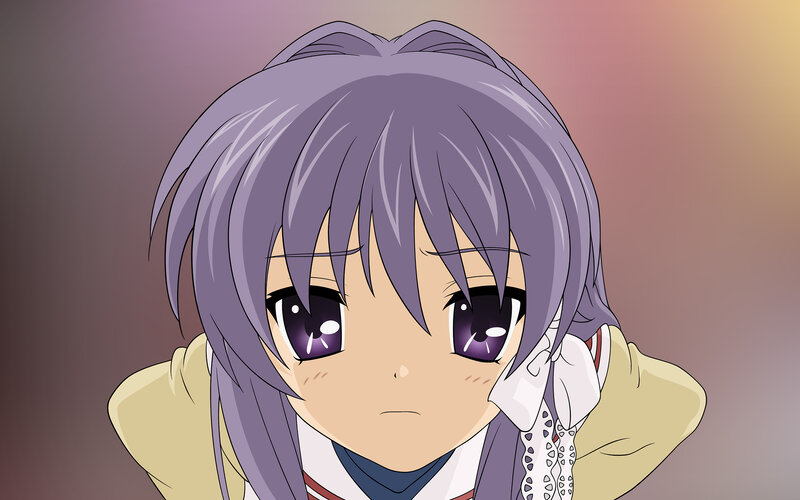 Anime Girl with Purple Hair — Neutral, Purple Eyes