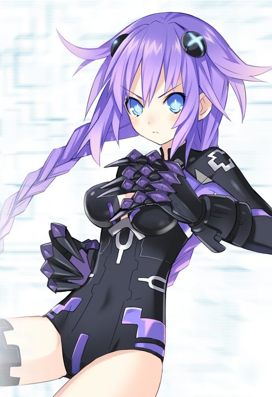 Anime Girl with Purple Hair — Neutral, Purple Hair, Blue Eyes, Mechanical Armor
