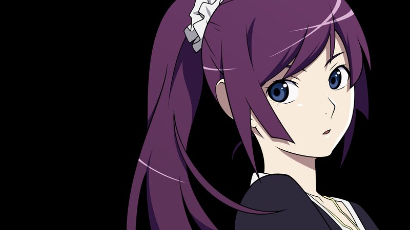 Anime Girl with Purple Hair — Neutral, Purple Hair, Blue Eyes, White Bow