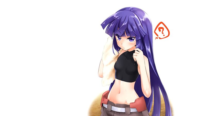 Anime Girl with Purple Hair — Neutral, Question Mark