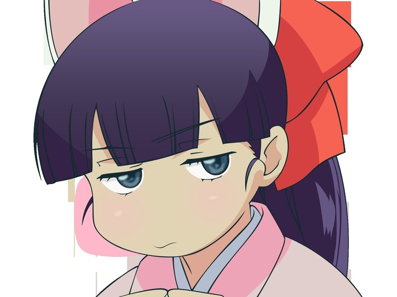 Anime Girl with Purple Hair — Neutral, Red Bow