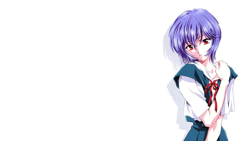 Anime Girl with Purple Hair — Neutral, School Uniform, Red Eyes