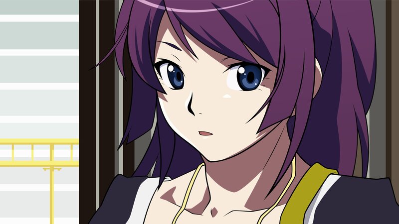 Anime Girl with Purple Hair — Neutral, Window
