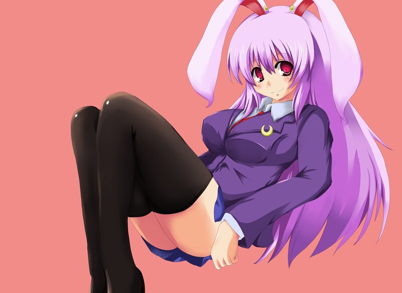 Anime Girl with Purple Hair — Pink, Playful, Purple Hair, Bunny Ears