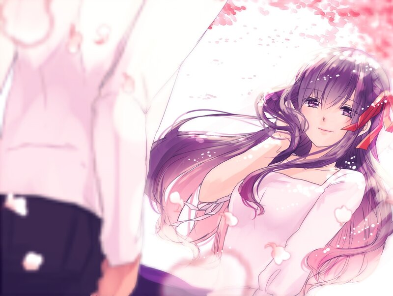 Anime Girl with Purple Hair — Pink, Serene