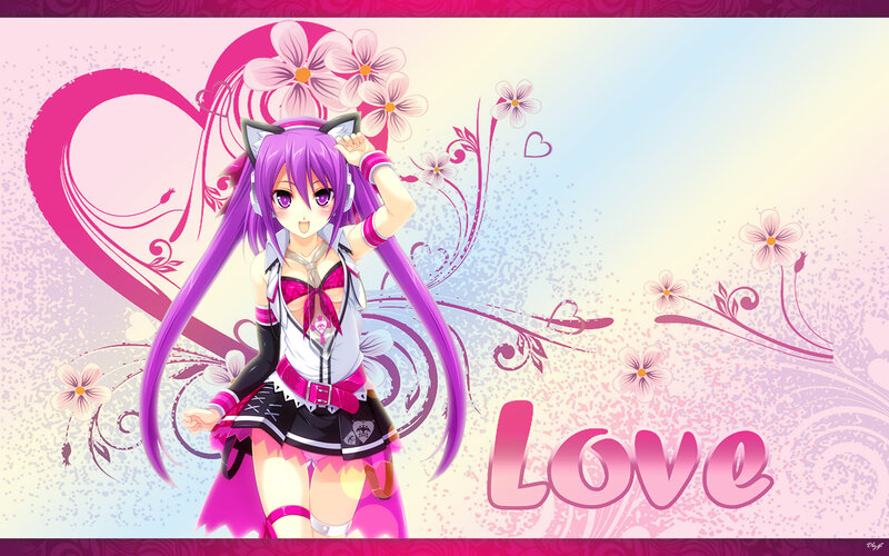 Anime Girl with Purple Hair — Pink
