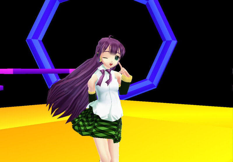 Anime Girl with Purple Hair — Playful, 3d Render