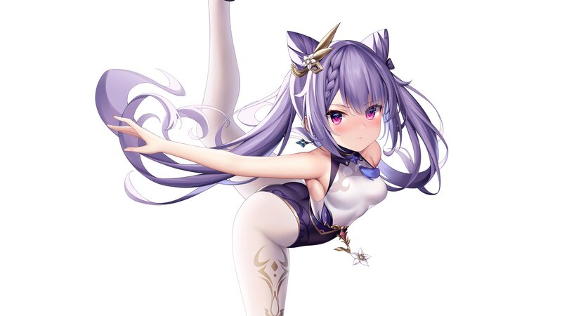 Anime Girl with Purple Hair — Playful, Digital Art, Cat Ears, Long Hair