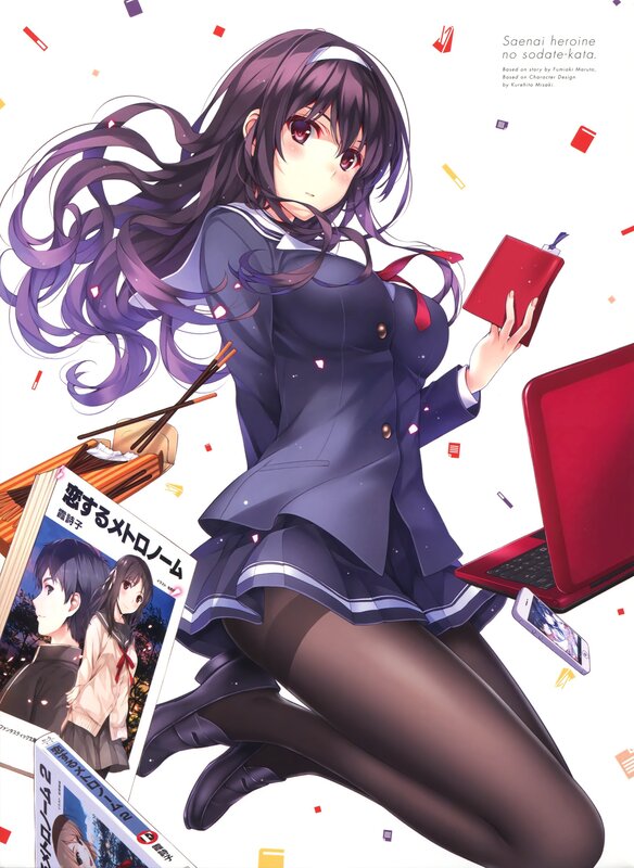 Anime Girl with Purple Hair — Playful, Manga, Laptop