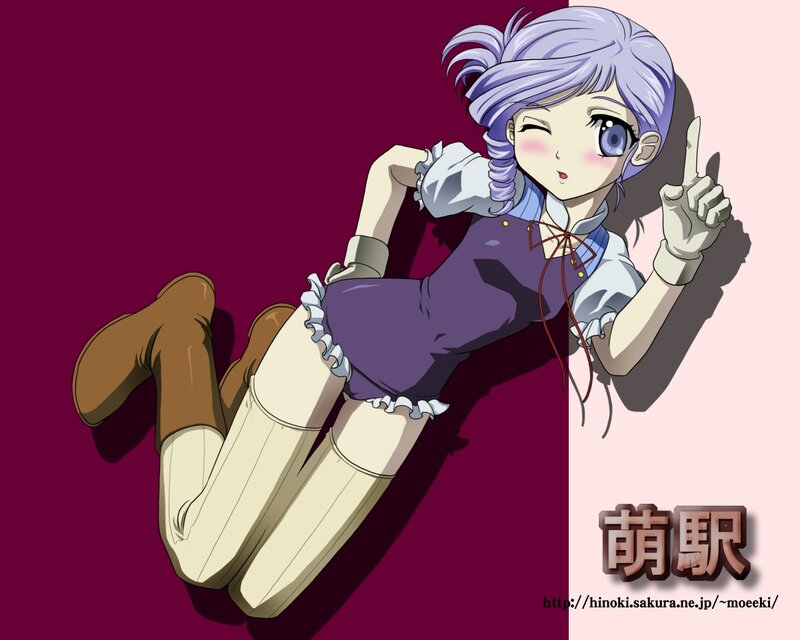 Anime Girl with Purple Hair — Playful, Purple Hair, Dress