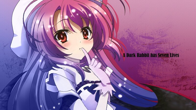 Anime Girl with Purple Hair — Playful, Text, Sparkles
