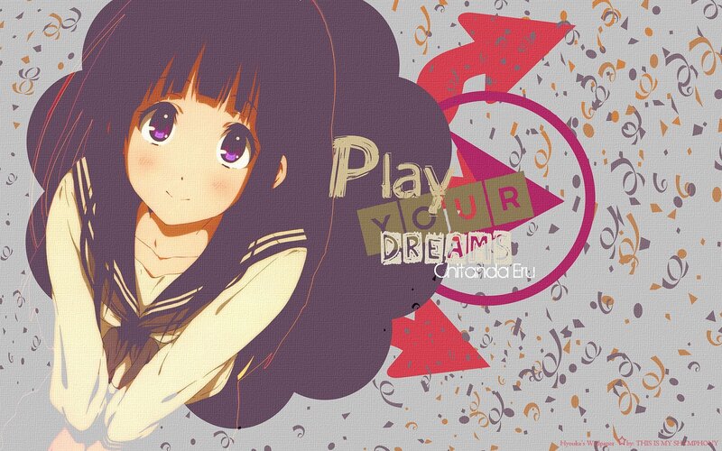 Anime Girl with Purple Hair — Playful, Text