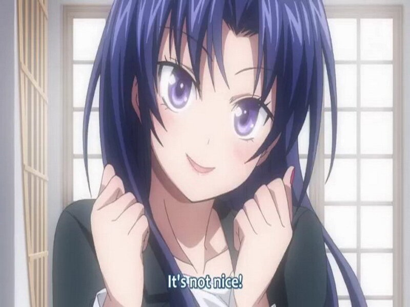 Anime Girl with Purple Hair — Playful, Window