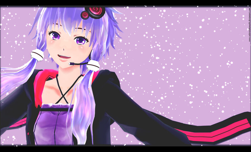 Anime Girl with Purple Hair — Playful, Winter