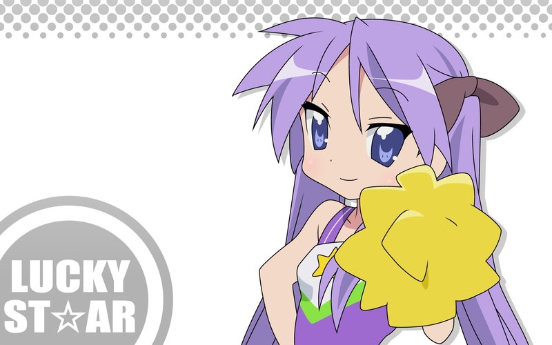 Anime Girl with Purple Hair — Playful, Yellow Flower