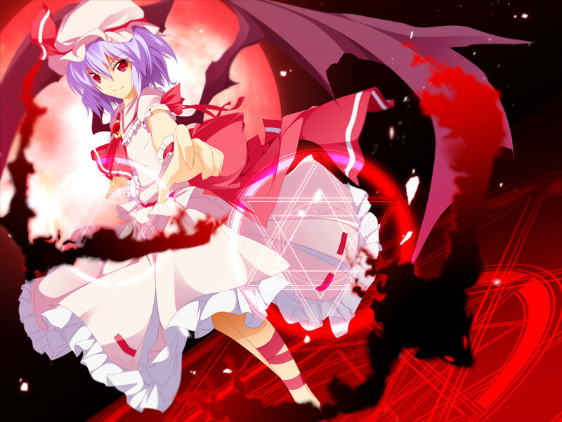 Anime Girl with Purple Hair — Red, Dramatic
